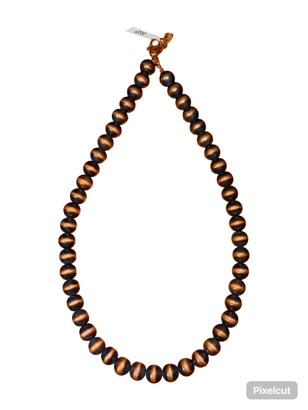 10mm Copper Pearl Bead Necklace - 18in 2in extender